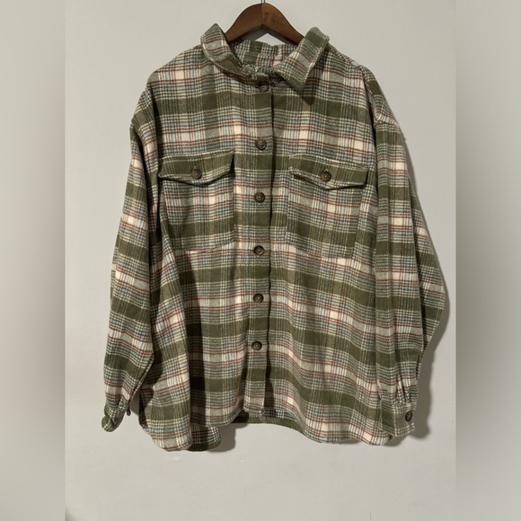 dip Tops - Dip - Soft Green Plaid Shacket